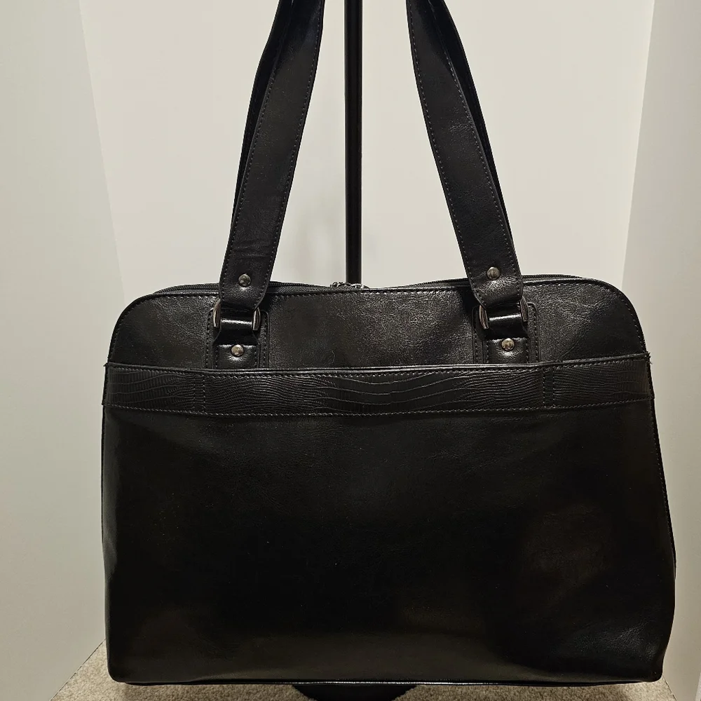Kenneth Cole‎ Laptop Computer Black Snakeskin Tote Briefcase Bag Luggage Strap